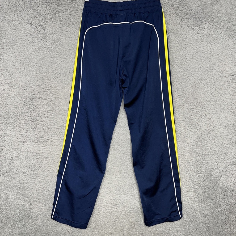 adidas Track Pants Youth Sz M 10/12 Blue Yellow White Stripe Joggers Sweatpants
